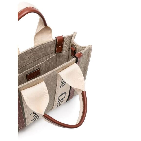CHLOE Woody Large Tote Bag Women Beige Totes - Picture 5 of 5